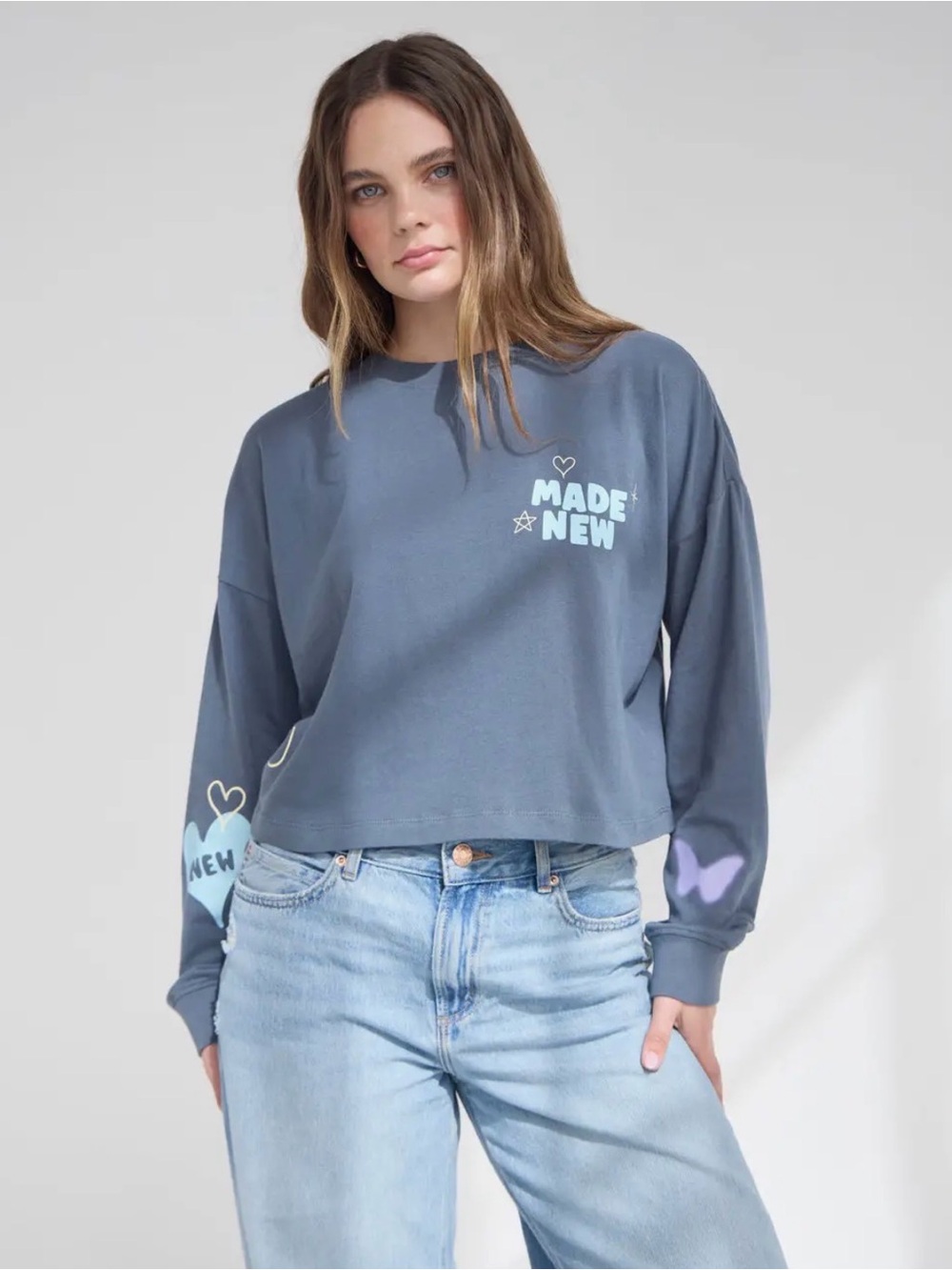 Elevated Faith Made New Graphic Long Sleeve Tee - Slate Blue